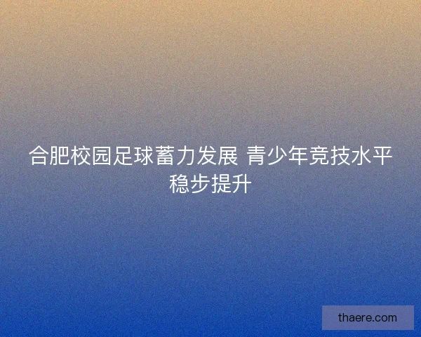合肥校园足球蓄力发展 青少年竞技水平稳步提升 合肥校园足球蓄力发展 青少年竞技水平稳步提升